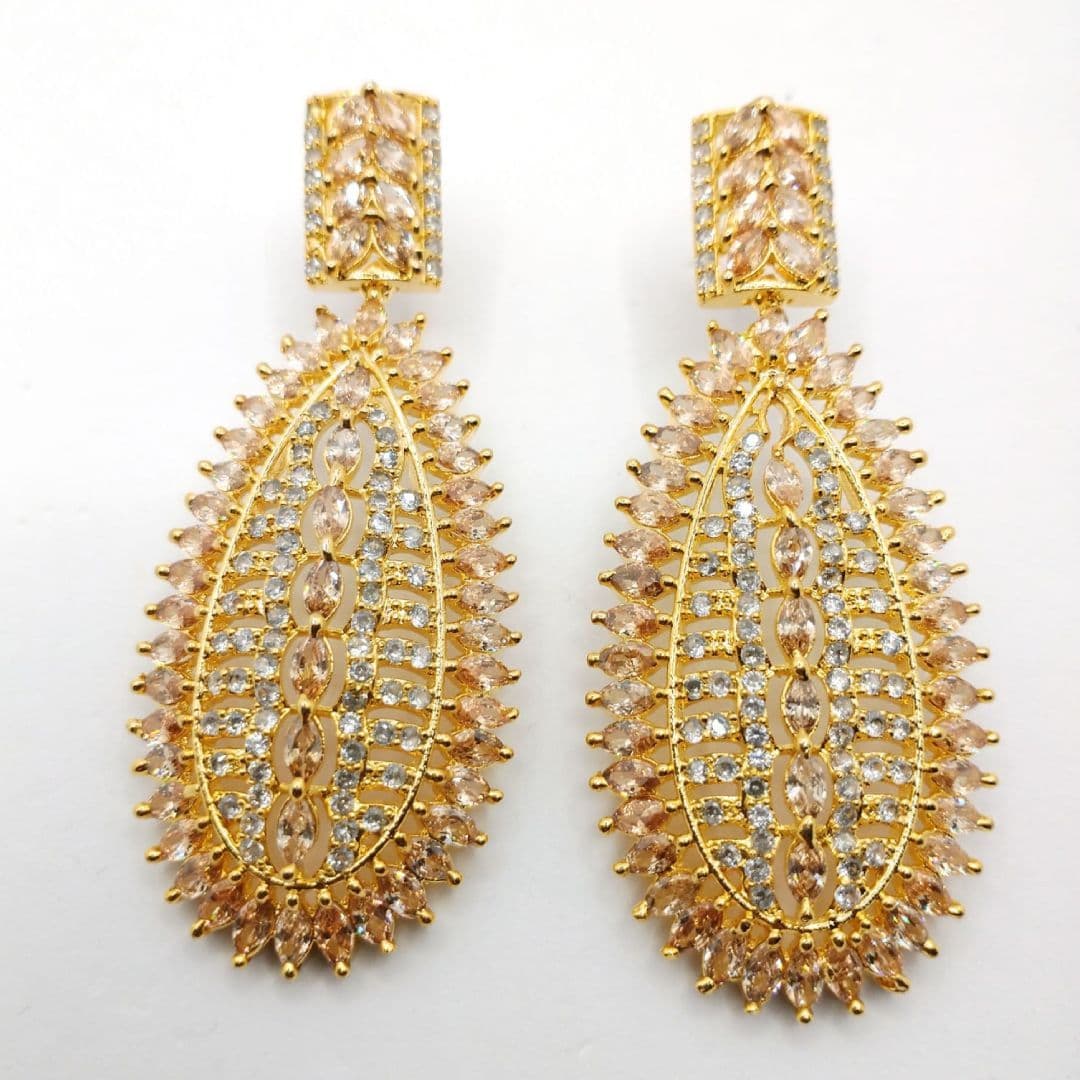 American Diamond Gold & Silver Earrings