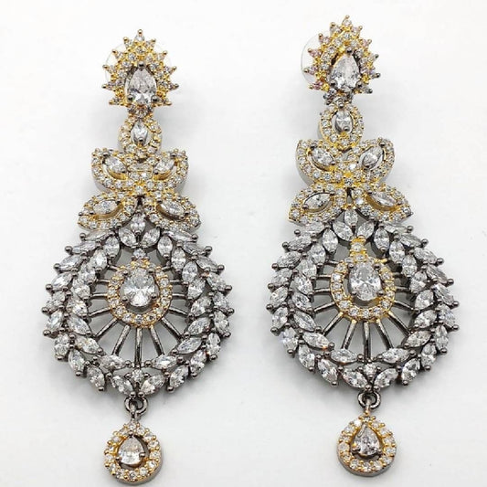 American Diamond Gold & Silver Earrings Set