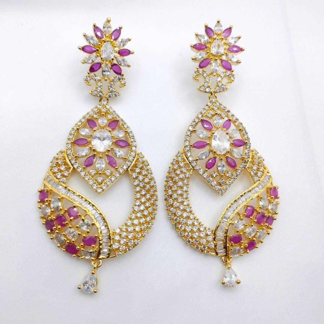 American Diamond Rose Gold & Pink Earrings