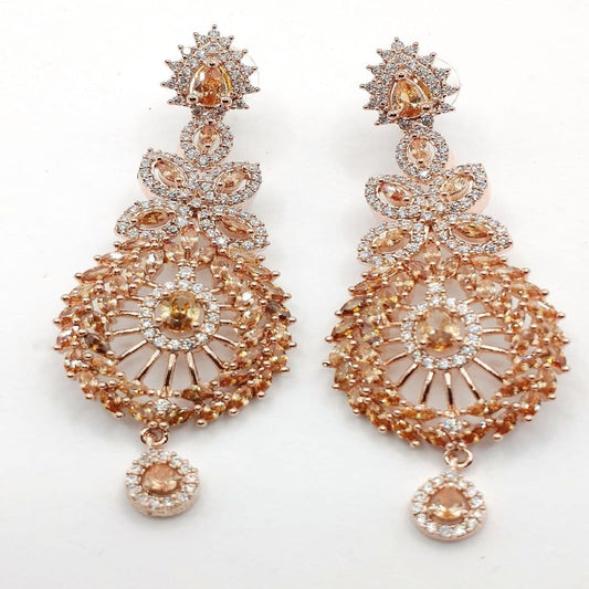 American Diamond Rose Gold & Silver Earrings Set