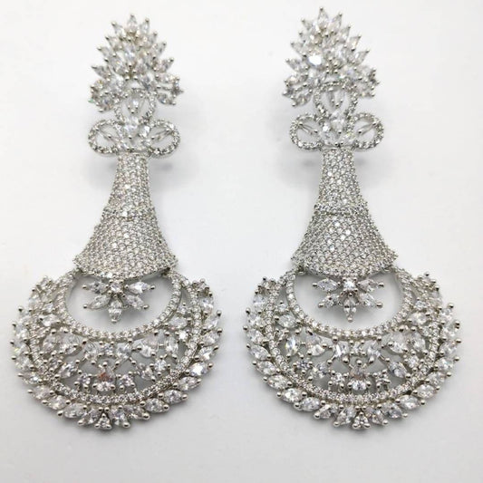 American Diamond Silver Earrings Set