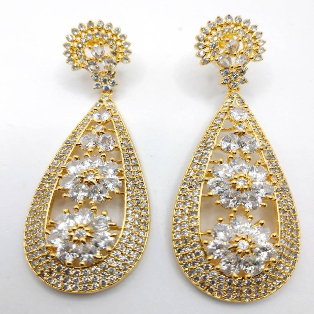 American Diamonds Gold & Silver Earrings Set