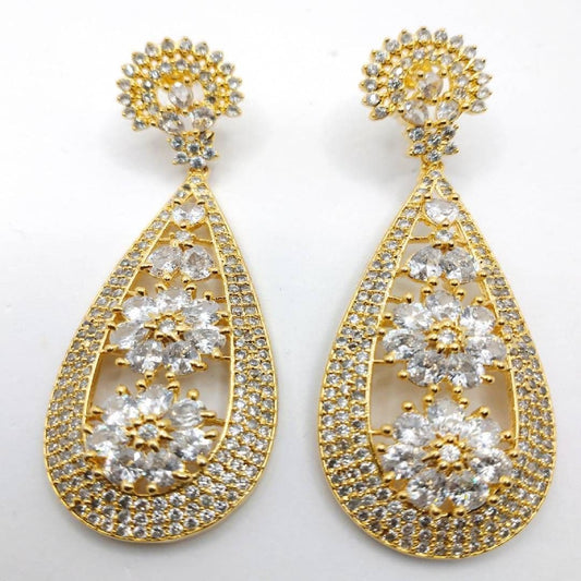 American Diamonds Gold & Silver Earrings Set