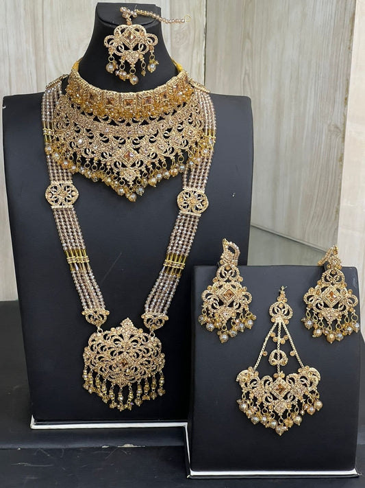 Gold Bridal Necklace Jewellery Set with Mala