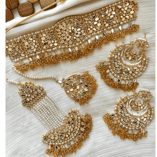 Gold Kundan Choker Necklace Jewellery Set