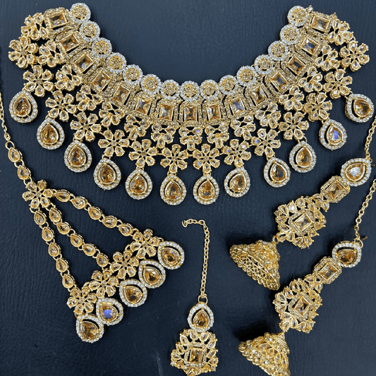 Peach Kundan Necklace Jewellery Set