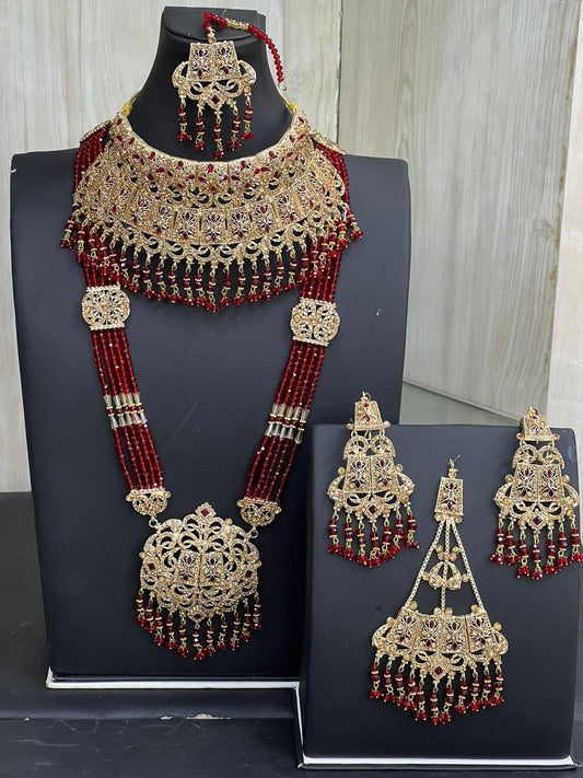 Red & Gold Bridal Set with Mala